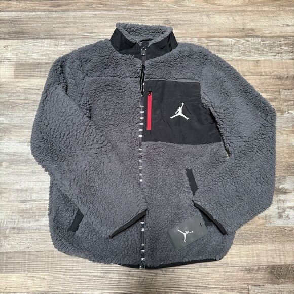 Nike Air Jordan Youth XL extra large Unisex Black Sherpa Fleece Full Zip Jacket - Picture 1 of 10